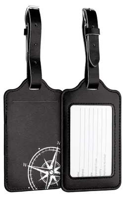 Produktbild von kwmobile 2x Kofferanhänger Adressanhänger Koffer Tag - Namensschild Schulranzen Gepäck Anhänger - Reise Gepäckanhänger Kompass Vintage Weiß Schwarz