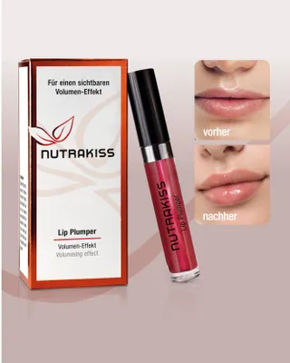 Produktbild von Nutrakiss Lip Plumper „red“ – Natürlicher Lip Booster m. Niacin (Vitamin B3) I Liquid Lipstick I Lippen Plumper I Lippenstift für volle Lippen - 4 ml