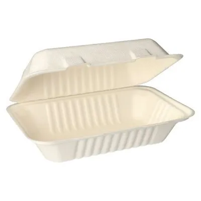 Produktbild von Papstar Menüboxen, Zuckerrohr ungeteilt 7,9 cm x 15,5 cm x 23 cm weiß 500 Stück