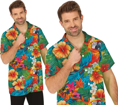 Produktbild von Hawaiianisches Sommerparadies Papageien Blüten Exotik Shirt Tropen Abenteuer Feiern Hemd Blütenpracht Natur Strand Lebendig Farben Fröhlich Leichtigkeit Wohlgefühl Fernweh Blütenzauber, Größe: 52 - 54 (L) Farbe: Mehrfarbig