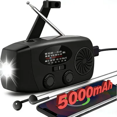 Produktbild von Notfallradio, Solar Radio, Tragbares Radio, AM/FM/NOAA Kurbelradio Notfallradio Led Taschenlampe, SOS-Alarm, handy ladefunktion, für Camping, Ourdoor