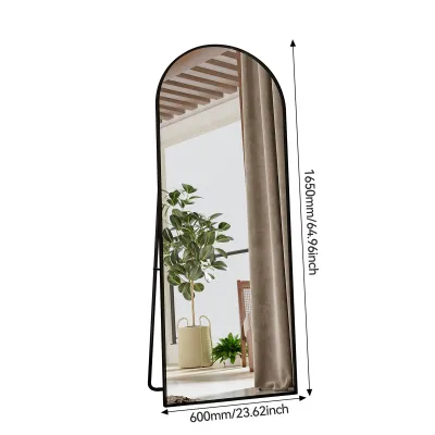 Image de Miroir sur pied ProximaX 60 x 165 cm, miroir en pied, cadre en aluminium noir, miroir de maquillage bombé