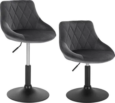 Image de Lot de 2 tabourets en velours gris avec dossier