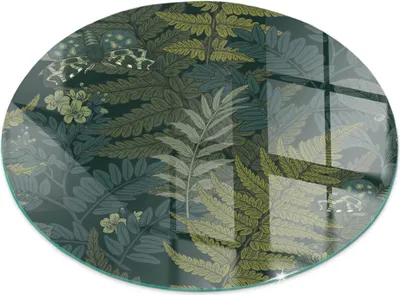 Produktbild von Pflanzenmotive mit Schmetterlingen – Glasbodenplatte für – Kaminofen – Kaminplatte Glas – Schutzglas – Funkenschutzplatte –Glasbodenplatte Feuerfeste – Hitzeschutzplatte – Bodenschutz aus Glas – fi 70cm