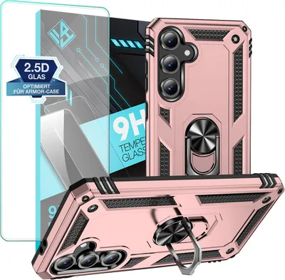 Produktbild von Armor Outdoor Handyhülle für Samsung Galaxy S24 FE Handy Panzer Case Schutzhülle mit 9H Displayglas Displayschutz Farbe: Rosegold