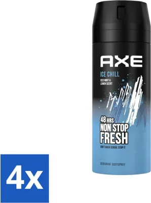 Immagine prodotto di Ax – Deodorante spray per il corpo – 48 ore di freschezza – Ice Chill – Menta ghiacciata e limone – 150 ml - Confezione risparmio - 4 pezzi