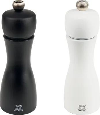 Zdjęcie produktu dla Peugeot Tahiti, Zestaw do mielenia soli i pieprzu, Czarny, Biały, Drewno, Stal nierdzewna, Pieprz, Sól, 150 mm