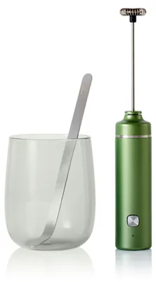 Produktbild von AdHoc Matcha-Genießer-Set Moro, 3-tlg. Kunststoff/Edelstahl/Glas, Milchschäumer 3,2 cm, H 20,8 cm | Glas