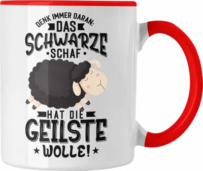 Produktbild von Trendation - Schwarzes Schaaf Tasse Beste Wolle Geschenkidee Lustiger Spruch Kollegin Arbeit Büro  (Rot)