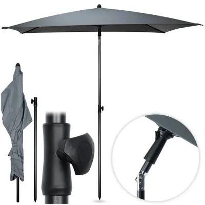 Zdjęcie produktu dla Parasol ogrodowy - regulowana wysokość - 125 x 200 cm - szary
