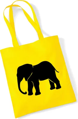 Produktbild von Huuraa Jutebeutel Elefant Silhouette 10 Liter Yellow Baumwolle Tasche Geschenkidee