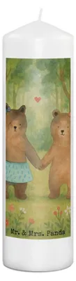 Produktbild von Mr. & Mrs. Panda Kerze Bär Freundin Design 29 x 8 cm XL - Weiß - Geschenk, Erinnerungslicht, Erinnerungskerze, Bedruckte, Teddy, Blockkerze, Stumpenkerze