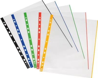 Produktbild von 10 Herlitz Prospekthüllen / DIN A4 / glasklar mit farbigen Rand