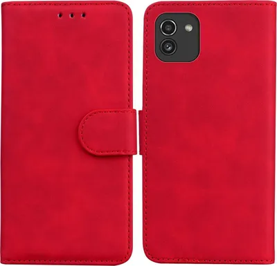 Produktbild von König Design Hülle kompatibel mit Samsung Galaxy A03 Kunstleder Handyhülle - Handy Case Rot