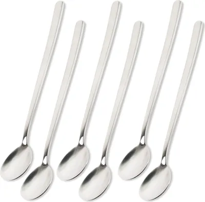 Produktbild von Schramm® 6 oder 12 Stück Latte Macchiatolöffel wählbar in schwarz, silber oder gold Eier Löffel Teelöffel Servierlöffel Kaffeelöffel Dessertlöffel Mokkalöffel Dip, Farbe:silber, Anzahl:6 Stück