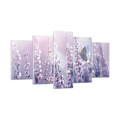 Produktbild von Bilder auf glas - Schmetterling Wiese Blume - 160x85cm - Glasbilder - Wandbilder - Kunstdruck - zum Aufhängen bereit - Wanddekoration aus Glas - Glas Bilder - Wandbild auf Glas - GEA160x85-4014