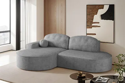 Produktbild von Kaiser Möbel Ecksofa mit Schlaffunktion und Bettkasten Modena Runden stoff Poso Silber Links