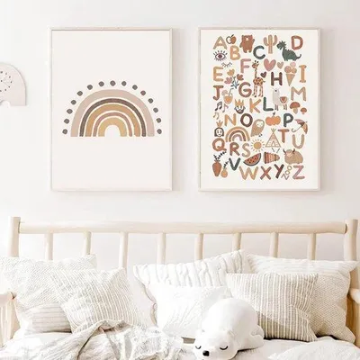 Produktbild von Famanu Kinderposter Set 2 Stück 30 x 40 cm Alphabet Regenbogen - Dekoration für Baby- und Kinderzimmer