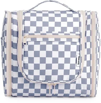 Image de Grande trousse de toilette au crochet, bleu gris