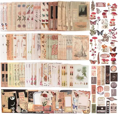 Image de Autocollants décoratifs vintage, 240 pièces, 100 motifs, pour scrapbooking