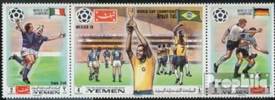 Produktbild von Briefmarken Jemen (Königreich) 1970 Mi 1150-1152 Dreierstreifen (kompl.Ausg.) postfrisch Sieger Fußball-WM 70, Mexiko