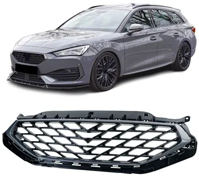 Immagine prodotto di Griglia anteriore sportiva, senza logo, in vernice nera lucida, per Seat Leon KL dal 2020
