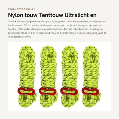 Produktbild von Zeltseil, ultraleicht – reflektierend – Nylon – 4 Stück – 4 mm – 4 m – Spannvorrichtung aus Aluminiumlegierung – Campingseil
