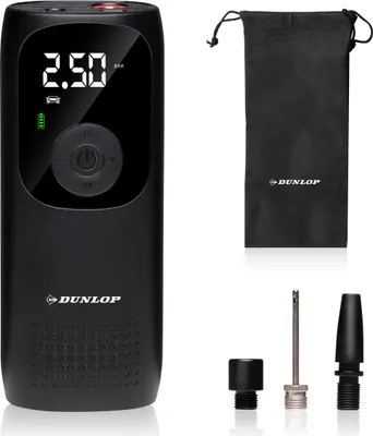 Obrázok produktu pre Prenosný vzduchový kompresor Dunlop - elektrické vzduchové čerpadlo - dobíjateľné - 10,3 bar - čierne