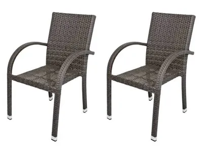 Produktbild von Garden Pleasure Stapelstuhl MODESTO Aluminium 970243, dunkelgrau, 2er Set - schöne Rattan-Optik