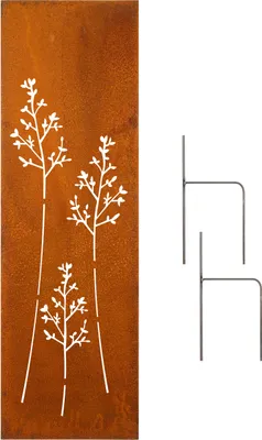Produktbild von Edelrost Garten Sichtschutzwand Metall 160x50 cm Blätter, Gräser inkl. Bodenanker