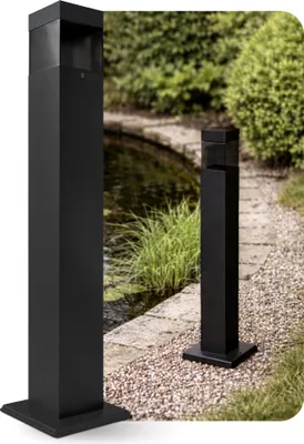 Produktbild von SSC-LUXon RABELA Standleuchte Schwarz IP44 - Pollerleuchte Außen quadratisch mit G9 Fassung ohne Leuchtmittel - Wegeleuchte für Einfahrt, Garten & Terasse