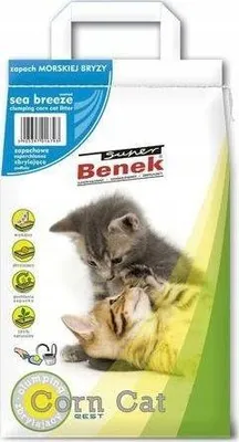 Zdjęcie produktu dla Super Benek Corn Cat Classic Morska Bryza 25L - zbrylający żwirek kukurydziany dla kotów do kuwety o zapachu morskiej bryzy