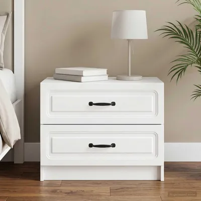Image de vidaXL Table de chevet blanche 62 x 34,5 x 44,5 cm en aggloméré