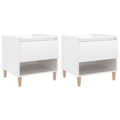 Image de vidaXL Tables de chevet 2 pcs. Blanc brillant 50x46x50 cm Bois composite - Tables de chevet