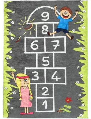 Image de Tapis pour enfants - 100x150 cm - Gris, Vert