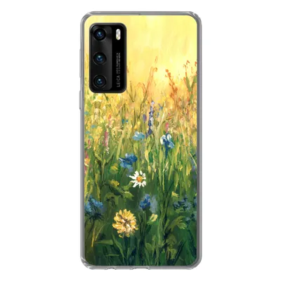 Produktbild von MuchoWow® Handyhülle Schutzhülle Hülle für Huawei P40 Blumen - Aquarell - Sonne Silikon Softcase Handy Hülle - Handytasche