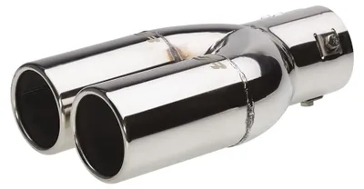 Imagen del producto de Simoni Racing, embellecedor de escape TRX/77, tubo de escape, embellecedor, diámetro 63 mm, 220 mm, forma redonda en V, acero inoxidable