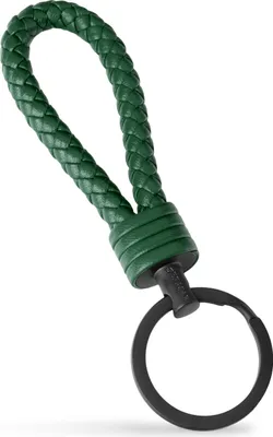 Produktbild von SERASAR | Leder-Schlüsselanhänger für Herren [Strong] mit Grün Stainless Steel | Farbe: Grün | Länge: 16cm