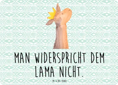 Produktbild von Mr. & Mrs. Panda Wandbild Lamakopf König DIN A3 - Aztekenblau - Geschenk, Mama, Blechschild, Schild, Freundin, Lama, Papa, Abitur, Kollegin, Türschild, tafel, Metallbild