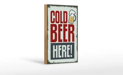 Produktbild von Holzschild 12x18cm Cold beer here Bier