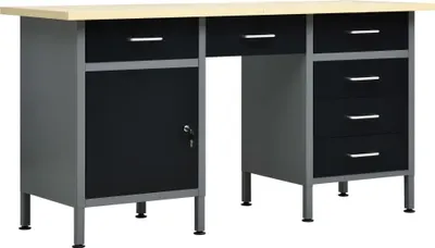 Produktbild von Arbeitstisch Schwarz 160 x 60 x 85 cm Stahl
