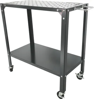 Obrázok produktu pre Zváračský stôl Relaxdays so 4 kolieskami a brzdami, pracovný stôl s dierovanou doskou, rozmery: 91,5 x 88 x 46 cm, bezpečný pracovný stôl, oceľ, sivý