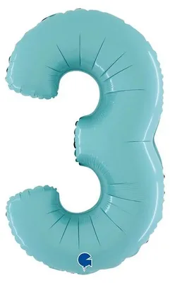 Produktbild von Grabo Folienballon Zahl 3 Pastel Blue 66cm/26"