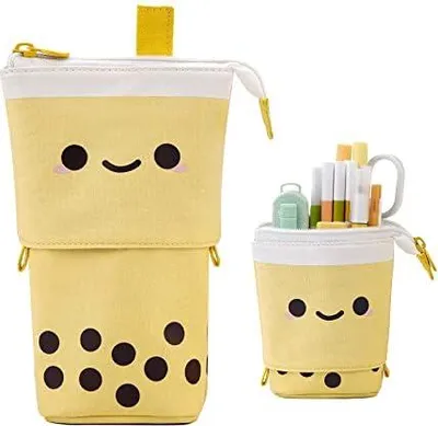 Produktbild von Federmäppchen mit Reißverschluss, 2-in-1 Federmäppchen und Stiftehalter, erweiterbar, für Mädchen und Teenager.