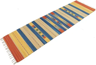 Produktbild von Authentischer, handgefertigter Kilim, 100% Baumwolle, 240 x 60 cm