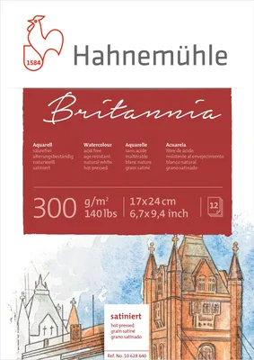 Produktbild von Hahnemühle Aquarellblock 12 Bl. Britannia satiniert 17x24cm 300g