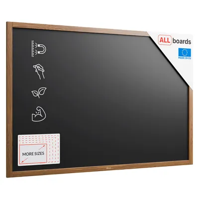Produktbild von Schwarze magnetische Kreidetafel mit Holzrahmen 150x100cm