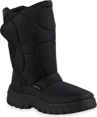 Produktbild von Mytrendshoe Herren Warm Gefütterte Winter Boots Blockabsatz Stiefel Schuhe 836089, Farbe: Schwarz, Größe: 44