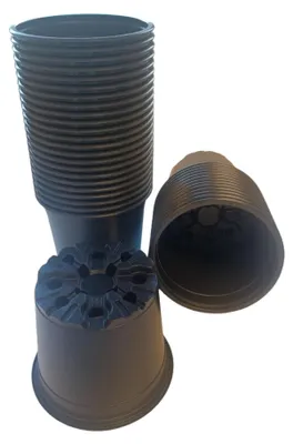Productafbeelding van Ferrarium Kweekpotjes Zwart 50 Stuks Ø 9 cm, 7 cm Hoog – Ronde Kweekpotten met Afwatering, Gerecycled Kunststof – Zaaipotjes