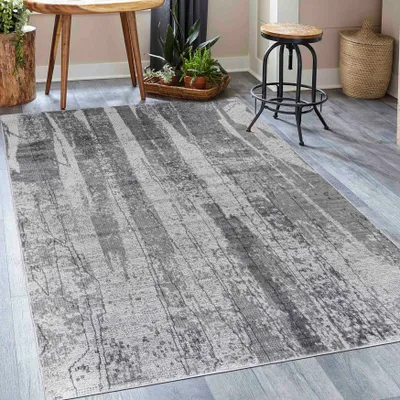 Produktbild von Kurzflor Teppich Mazovia - Abstrakt Grau Teppich für Wohnzimmer, Schlafzimmer gut für Fußbodenheizung- 180 x 250 cm